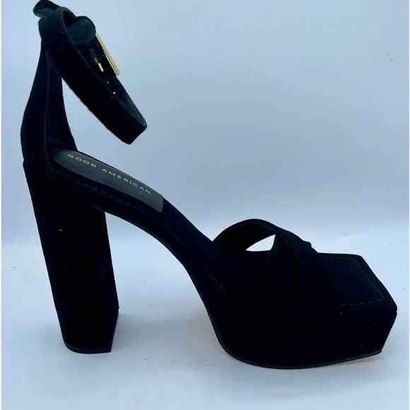 New  Good American Suede Platform Sandals Size 10 - Picture 16 of 17